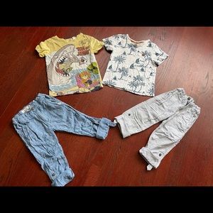 H & M lot of 4 T-shirts and Pants boys 4-5Y